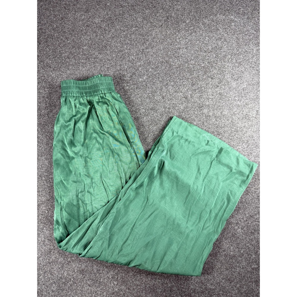 Glam Wide Leg Flowy Pants Green Small Boho‎ Summer Festival Coastal - Picture 2 of 14